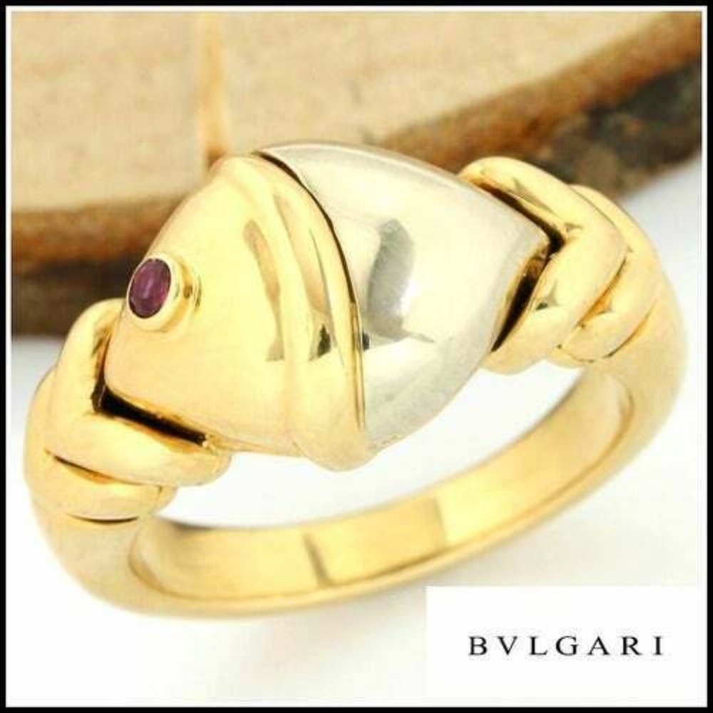 BVLGARI Gold 18k Two - Tone, 0.02ct Ruby Ring